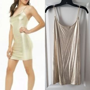 Forever 21 Gold Metallic Cami Mini Dress